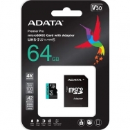 Micro SecureDigital 64GB A-Data AUSDX64GUI3V30SA2-RA1 Premier Pro + adapter Class10